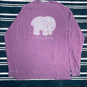 Ivory Ella Elephant Purple Long Sleeve Pocket Tee
